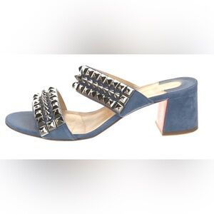 EUC Christian Louboutin  BLUE SUEDE Studded Sandals